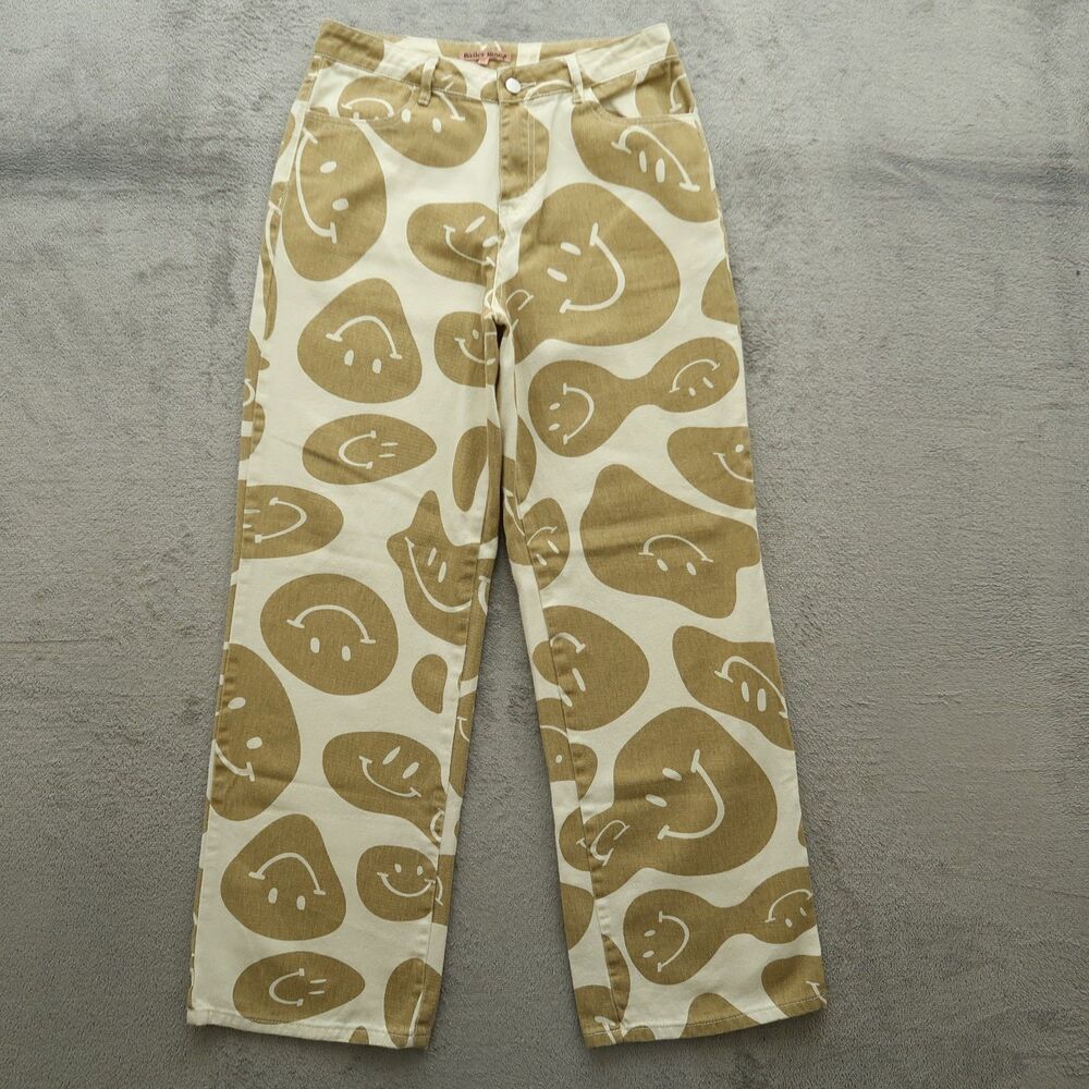Bailey Rose Jeans Women's Size M Beige High-Rise Wide-Leg Denim 30" Inseam
